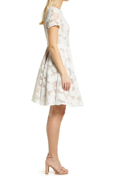 Shop Shani Floral Fit & Flare Cocktail Dress In White/ Nude