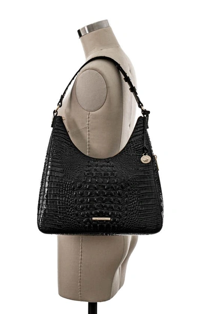 Shop Brahmin Tabitha Croc Embossed Leather Shoulder Bag In Black Melbourne