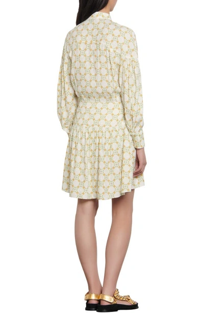 Shop Sandro Magy Long Sleeve Floral Shirtdress In Ivory