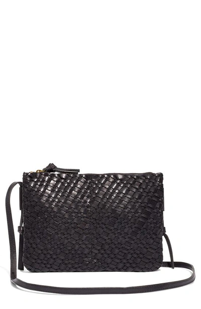 Shop Madewell The Knotted Woven Leather Crossbody Bag In True Black