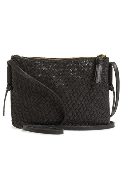 Shop Madewell The Knotted Woven Leather Crossbody Bag In True Black