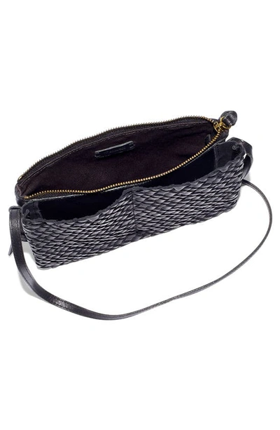 Shop Madewell The Knotted Woven Leather Crossbody Bag In True Black