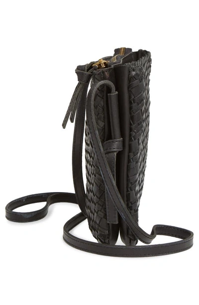 Shop Madewell The Knotted Woven Leather Crossbody Bag In True Black