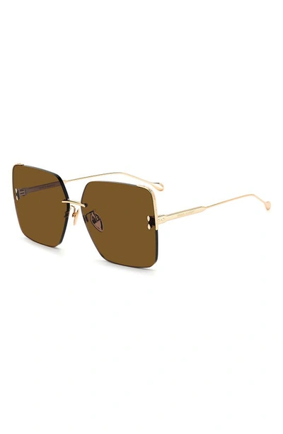 Shop Isabel Marant Square Sunglasses In Rose Gold / Brown