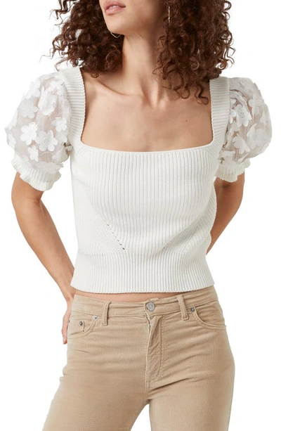 Shop French Connection Caballo Puff Sleeve Sweater In Winter White