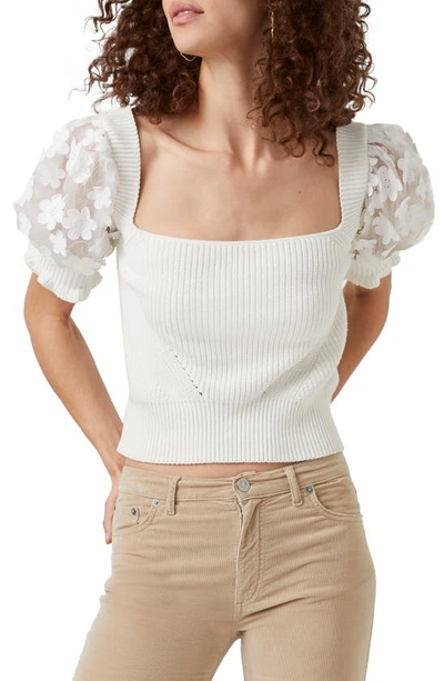 Shop French Connection Caballo Puff Sleeve Sweater In Winter White