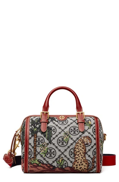 Tory Burch T monogram Embroidered Jacquard Barrel Bag