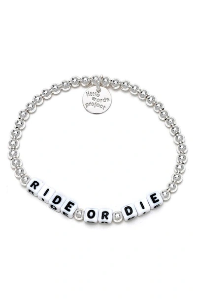 Shop Little Words Project Ride Or Die Beaded Stretch Bracelet In Silver
