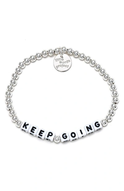 Shop Little Words Project Keep Going Beaded Stretch Bracelet In Silver