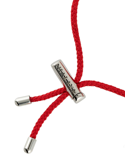 Shop Nialaya Jewelry String Engraved-logo Bracelet In Red