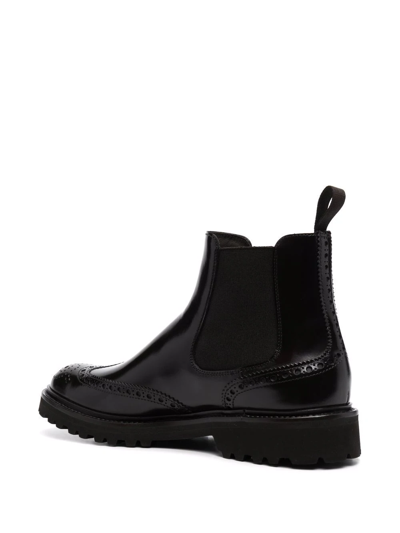 Scarosso Slip-on Leather Brogue Boots In Brown