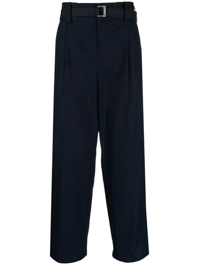 SACAI BELTED WIDE-LEG TROUSERS 