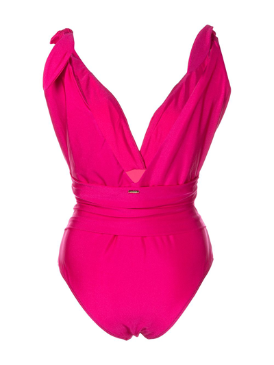 Patbo Belted Plunge-neck Swimsuit In Pink