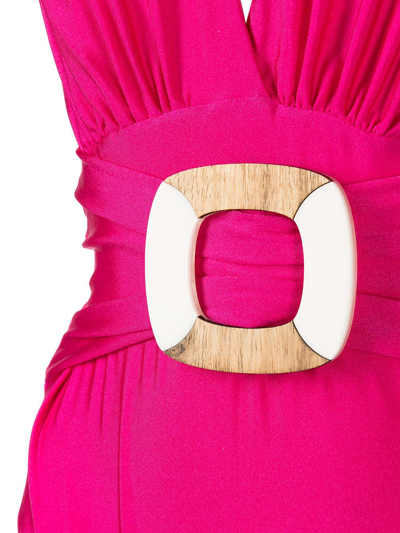 Patbo Belted Plunge-neck Swimsuit In Pink