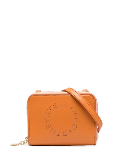 Shop Stella Mccartney Stella Logo Strap Wallet In Orange