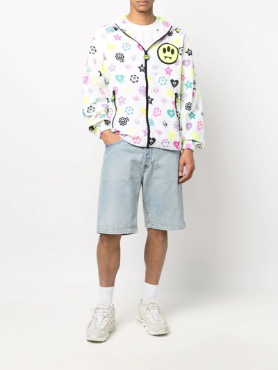 Shop Barrow Graphic-print Lightweight Hooded Jacket In White