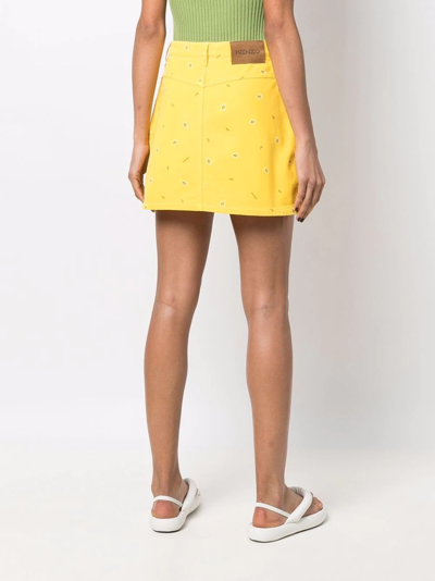 Shop Kenzo Paisley-print Mini-skirt In Yellow