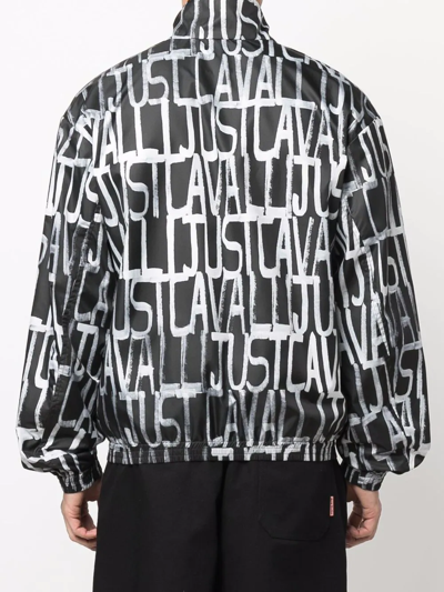 Shop Just Cavalli Logo-print Funnel Neck Jacket In Black