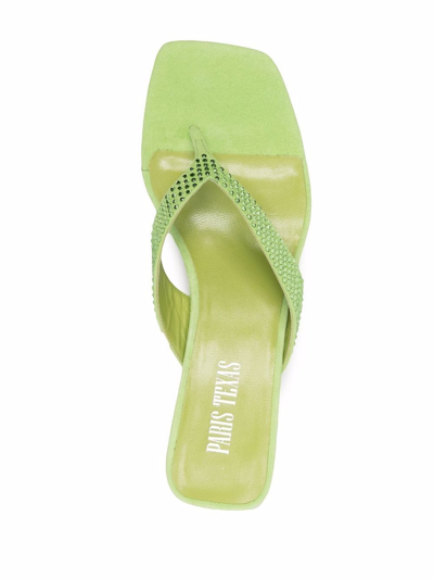 Shop Paris Texas Rhinestone-embellished Leather Sandals In Green