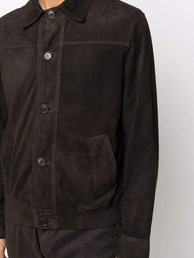Shop Salvatore Santoro Stitching-detail Bomber Jacket In Brown