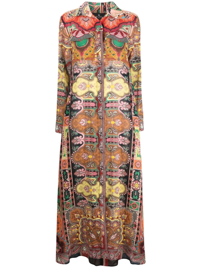 Shop Etro Paisley-print Maxi Shirt Dress In Red