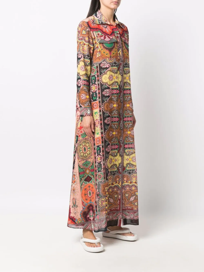 Shop Etro Paisley-print Maxi Shirt Dress In Red