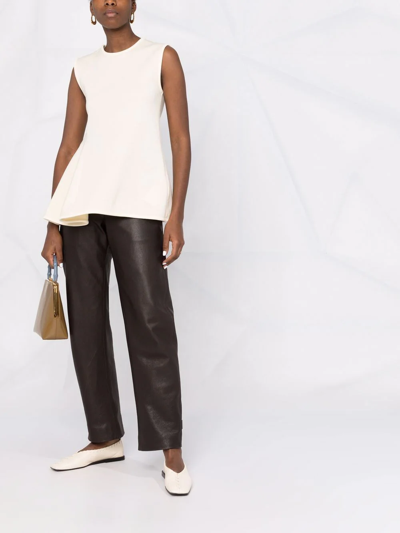 Shop Jil Sander Sleeveless Peplum Top In Neutrals