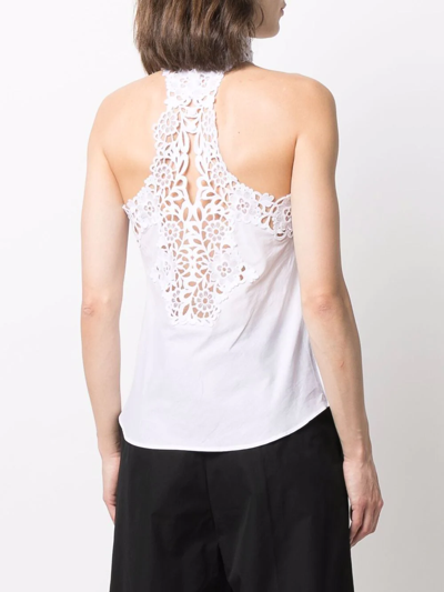 Shop Ermanno Scervino Cut-out Floral Detail Sleeveless Blouse In White
