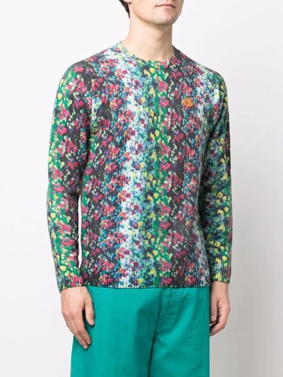 Shop Kenzo Embroidered-motif Long-sleeve Jumper In Blue