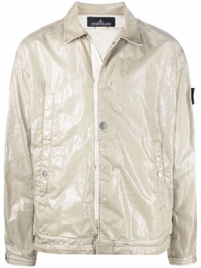 Shop Stone Island Shadow Project Technical Press-stud Jacket In Neutrals