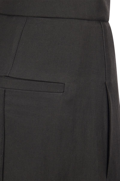 Shop Brunello Cucinelli Corset Extra Wide Trousers In Fluid Viscose And Linen Twill In Black