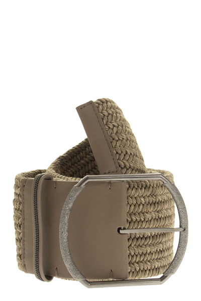 Shop Brunello Cucinelli High Braided Belt With "shiny Loop" In Rope