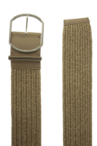 Shop Brunello Cucinelli High Braided Belt With "shiny Loop" In Rope