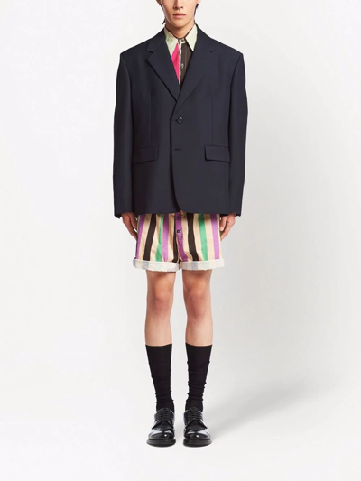 Prada Navy Single Breasted Blazer In Blau