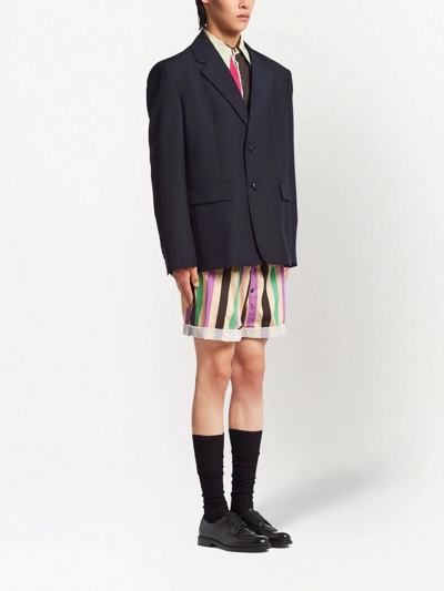 Prada Navy Single Breasted Blazer In Blau