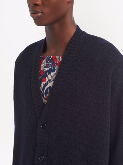 Shop Prada V-neck Cashmere Cardigan In Blue