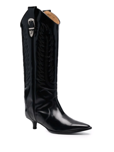 Toga Polished Western Boots In Schwarz | ModeSens