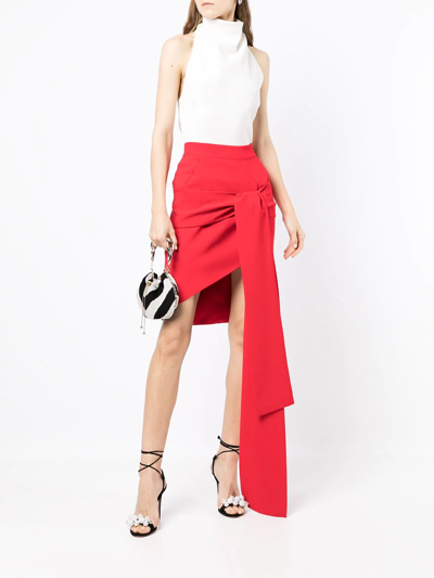 Shop Maticevski Tied-front Pencil Skirt In Rot