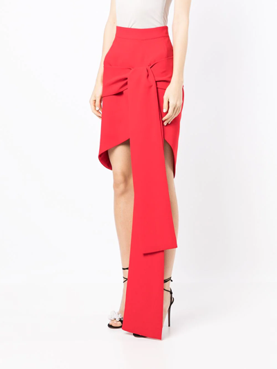 Shop Maticevski Tied-front Pencil Skirt In Rot