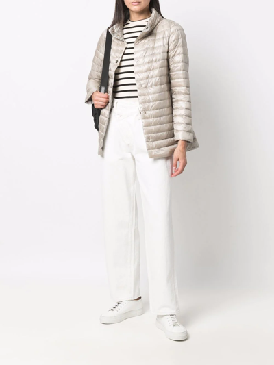 Herno Reversible Button-up Padded Down Jacket In Nude