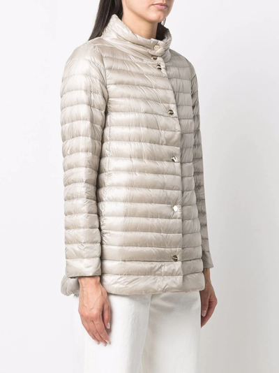 Herno Reversible Button-up Padded Down Jacket In Nude