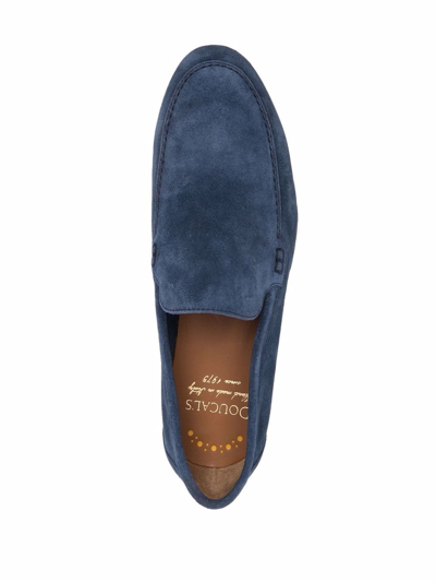 Shop Doucal's Logo Slip-on Loafers In Blau