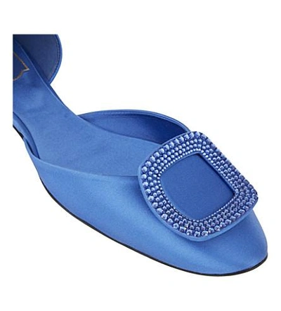 Shop Roger Vivier Chips Strass Silk Ballerina Flats In Blue
