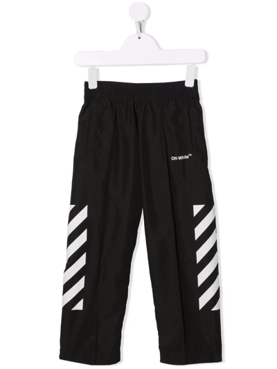 Shop Off-white Diag-print Trousers In Black