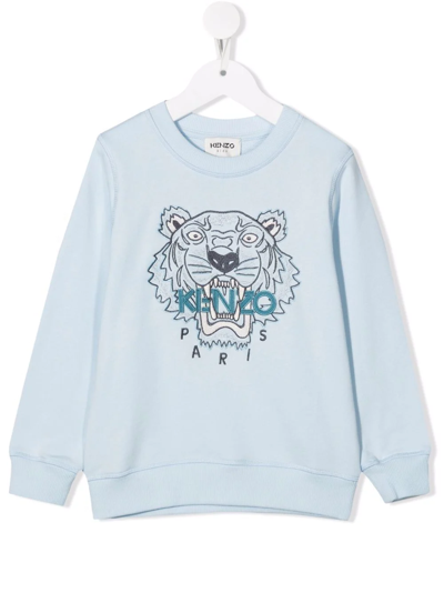Shop Kenzo Tiger Head-motif Cotton Sweatshirt In Blue