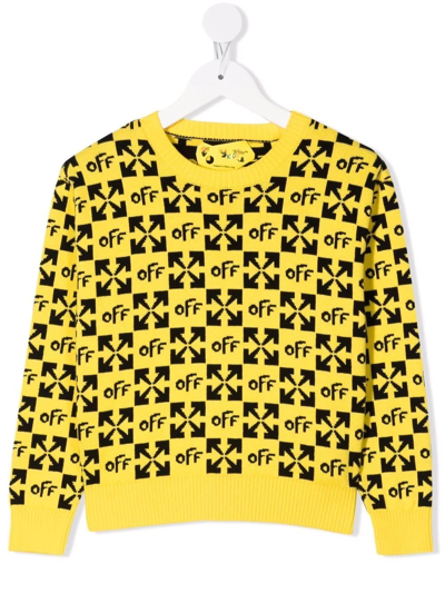 Shop Off-white All-over Logo-print Sweatshirt In Yellow