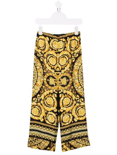 Shop Versace Baroque-pattern Print Trousers In Black