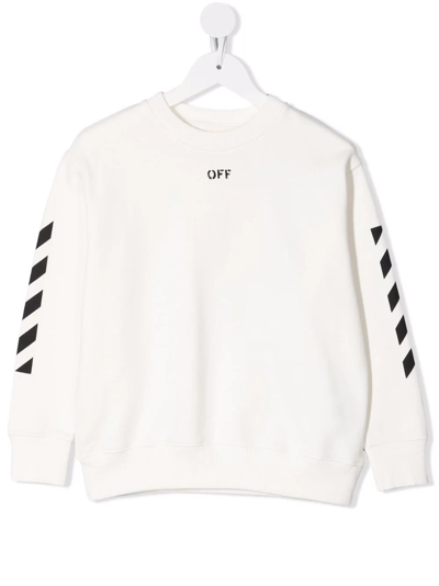 Shop Off-white Off-stamp Striped Sweatshirt In White