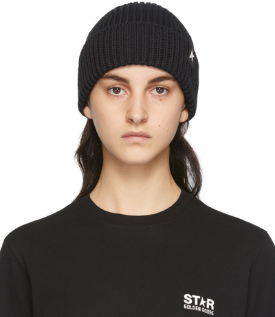 Shop Golden Goose Black Damian Star Beanie