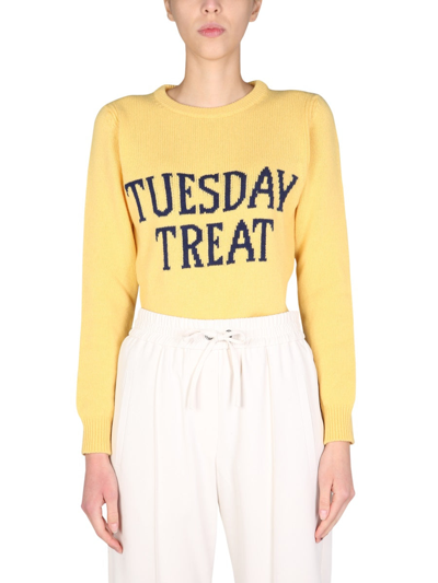 Shop Alberta Ferretti "tuesday Treat" Sweater In Yellow